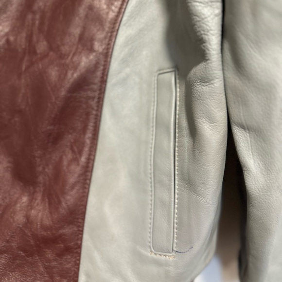 Vintage Mens Sz:M Indian Run Gray & Maroon Leather Motorcycle Jacket. Full Zip. - Picture 12 of 15